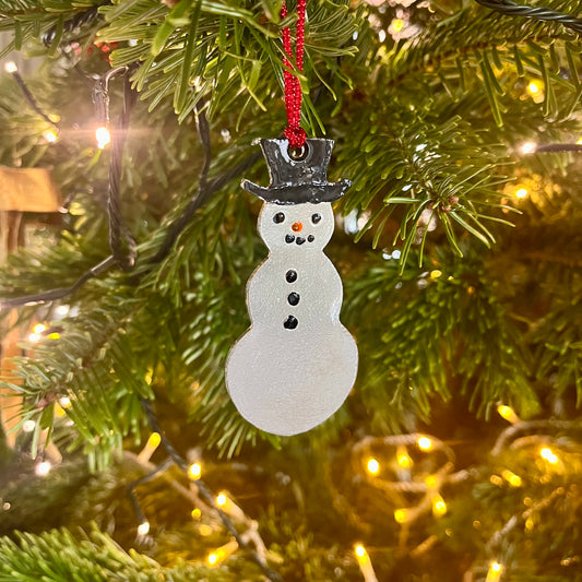 Xmas Tree Decoration - Snowman with Top Hat