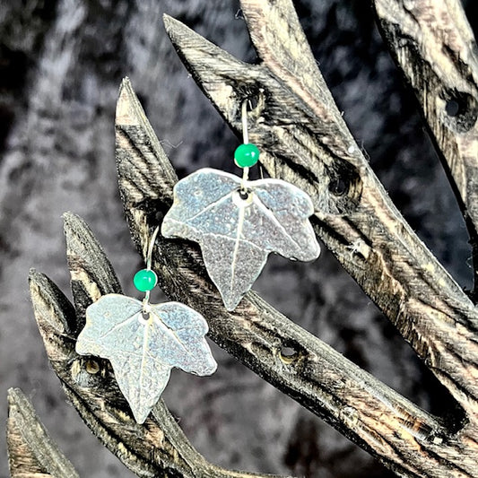 Ivy Leaf Earrings with a choice of gem cabochon